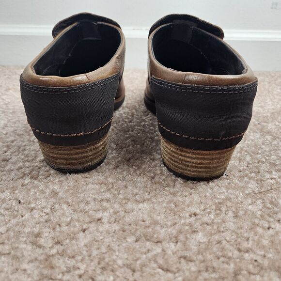 Merrell Oak Brown Leather Womens 7 Mule Clog Shoes Comfort Slip On Block Heel - Picture 11 of 15